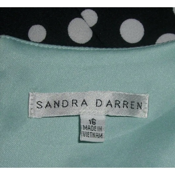 Sandra Darren Dress Black White Polka Dot Plus Size Party Cocktail LBD Sz 16 - Picture 10 of 13